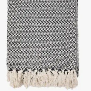 100% Cotton Checkered Blanket Throw NWT Black NEW